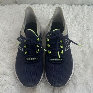 New Balance Dark Blue Shoes with Bright Green Highlights